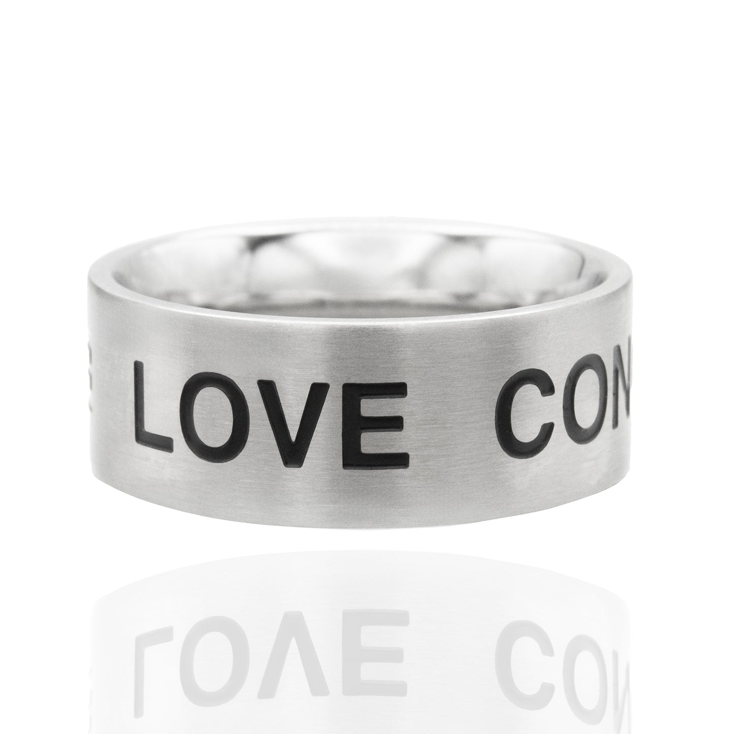 Pride Equality LOVE CONQUERS HATE Stainless comfort Ring