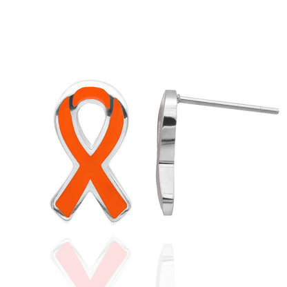 Epoxy Cancer Awareness Ribbon Earrings Stainless Steel Jewelry