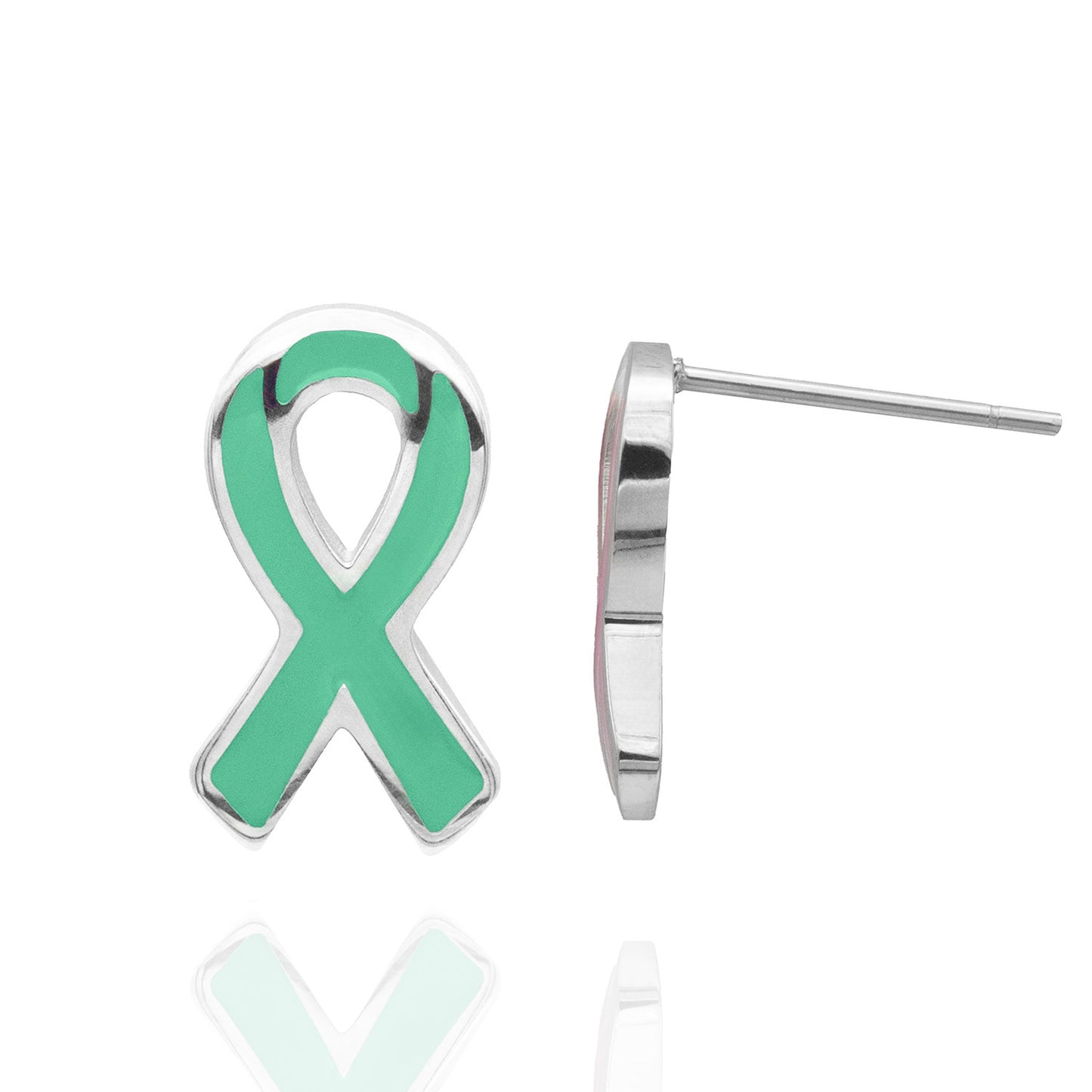 Epoxy Cancer Awareness Ribbon Earrings Stainless Steel Jewelry