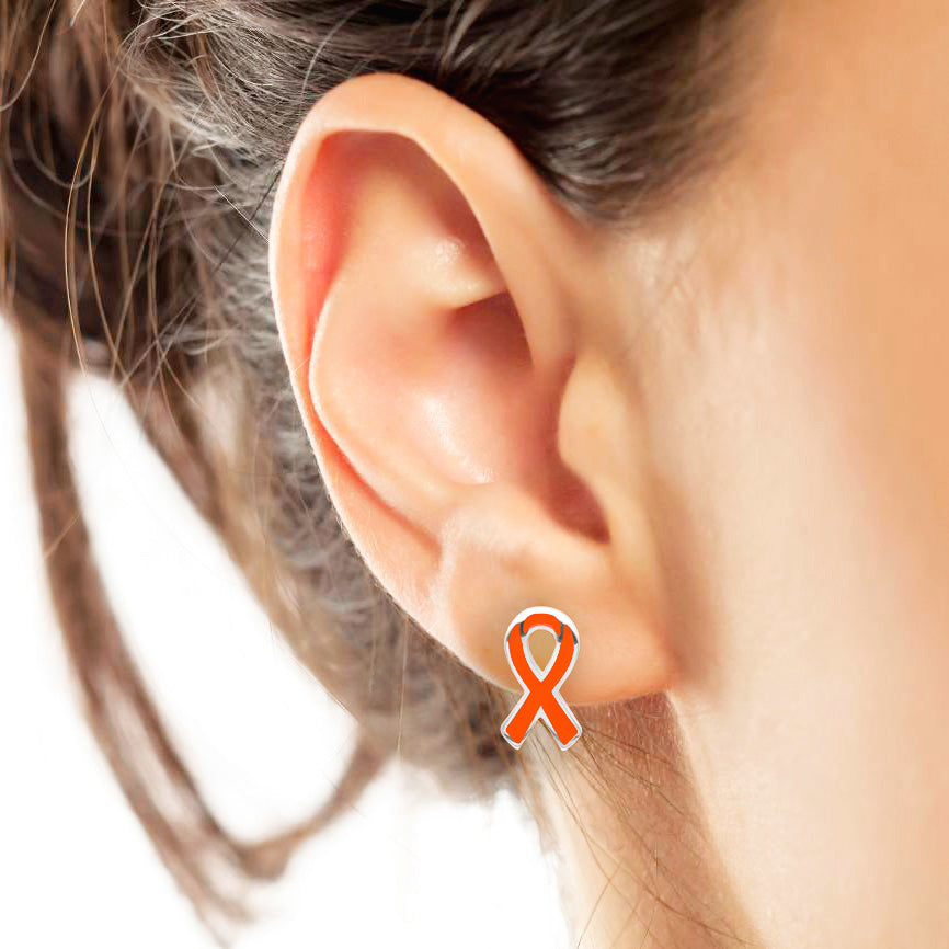 Epoxy Cancer Awareness Ribbon Earrings Stainless Steel Jewelry