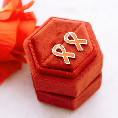 Epoxy Cancer Awareness Ribbon Earrings Stainless Steel Jewelry