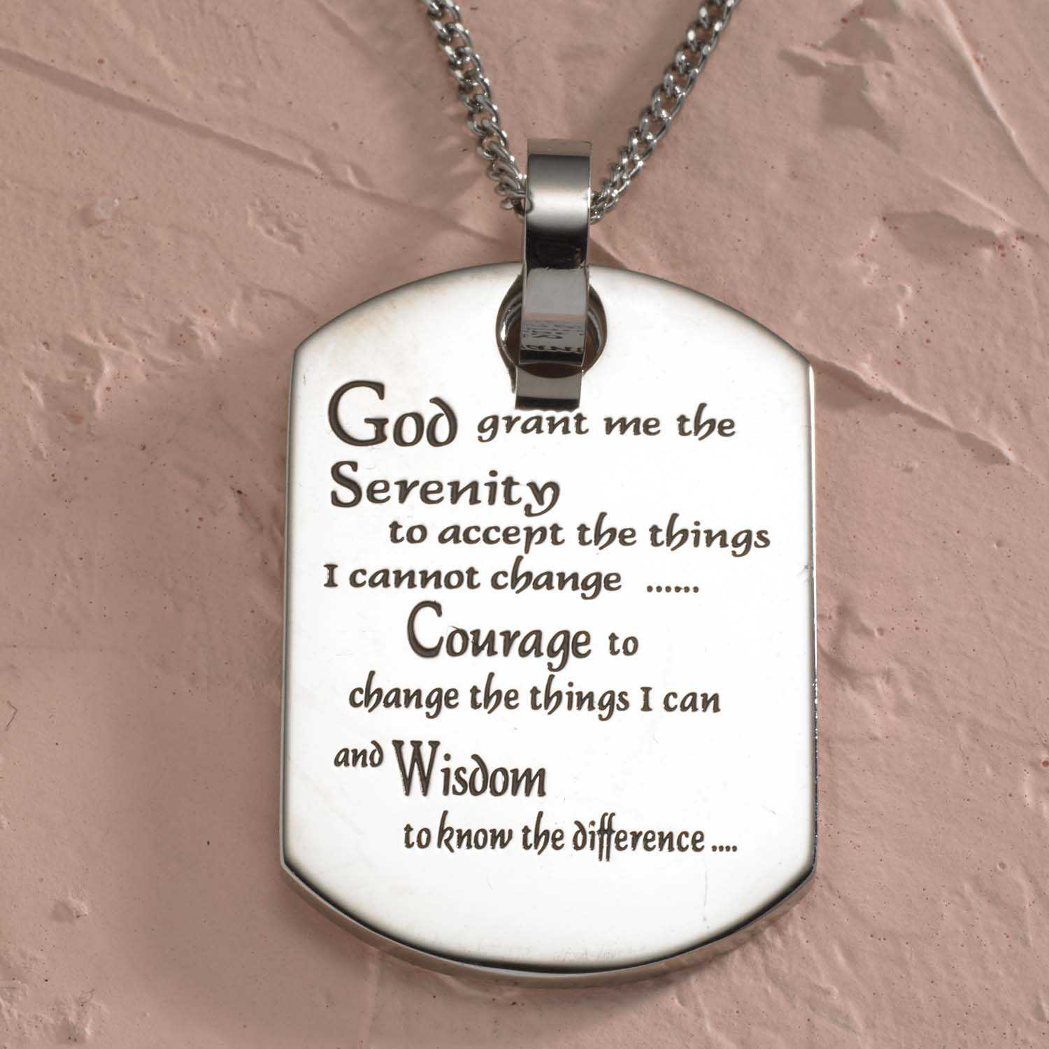 Serenity Prayer Dog Tag Pendant Necklace Pendants 25 Joyful Sentiments