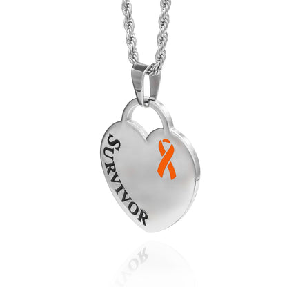 Cancer Awareness Survivor Ribbon Pendant Necklace Stainless Steel Breast, Cervical, Ovarian Cancer, Leukemia