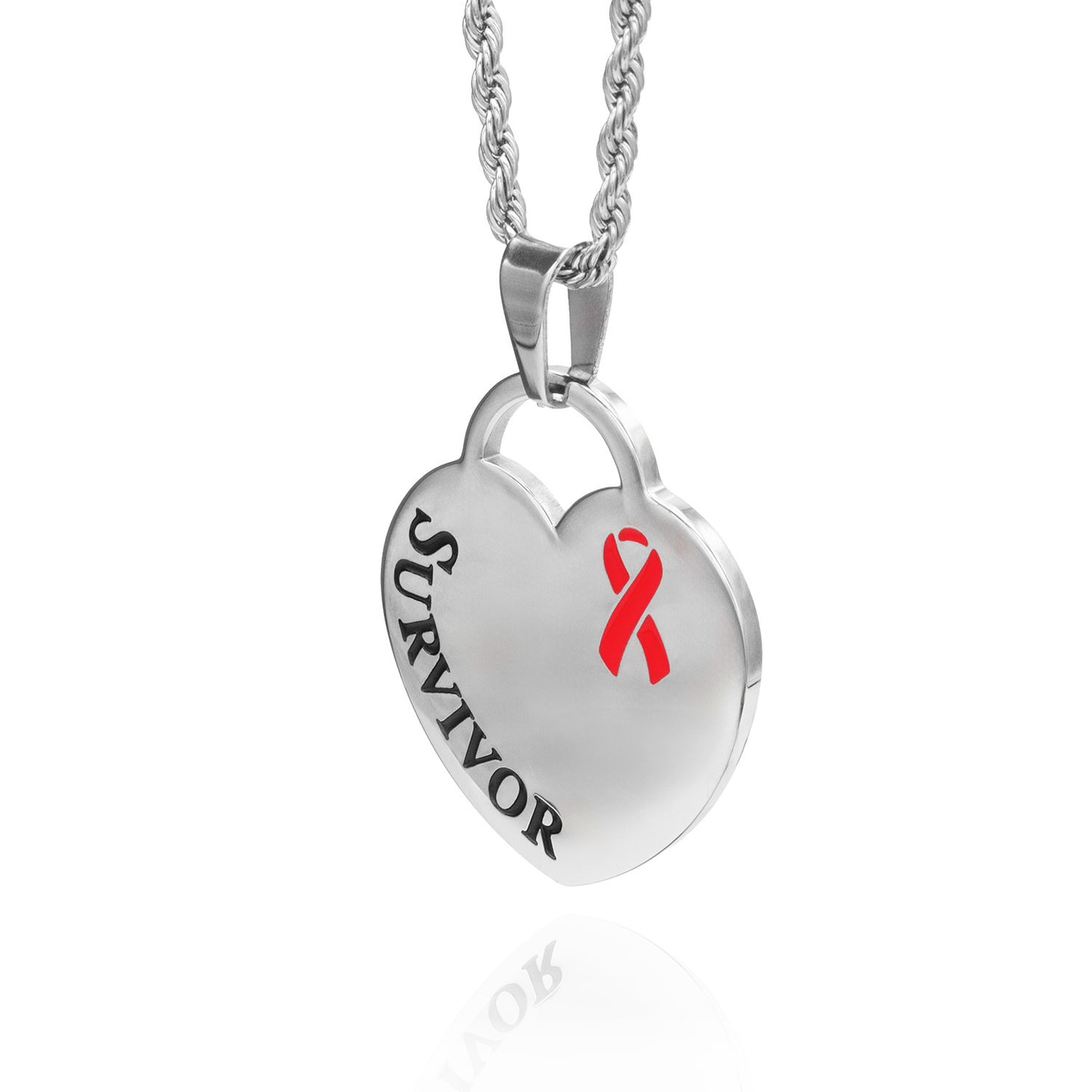 Cancer Awareness Survivor Ribbon Pendant Necklace Stainless Steel