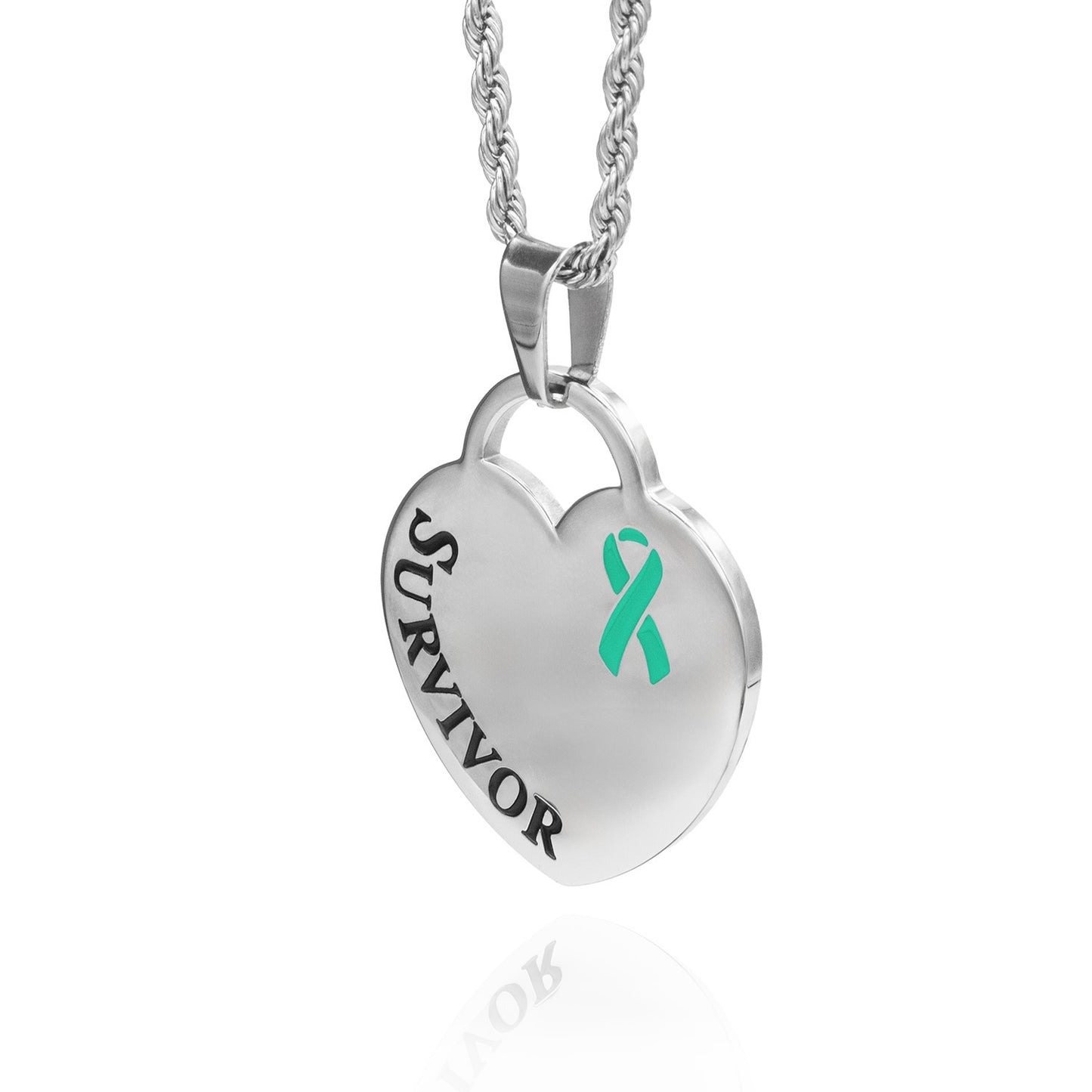 Cancer Awareness Survivor Ribbon Pendant Necklace Stainless Steel
