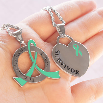 Cancer Awareness Survivor Ribbon Pendant Necklace Stainless Steel