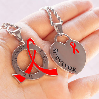 Cancer Awareness Survivor Ribbon Pendant Necklace Stainless Steel