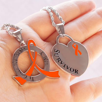 Cancer Awareness Survivor Ribbon Pendant Necklace Stainless Steel Breast, Cervical, Ovarian Cancer, Leukemia