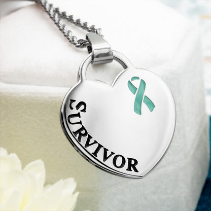 Cancer Awareness Survivor Ribbon Pendant Necklace Stainless Steel