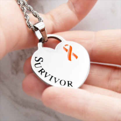 Cancer Awareness Survivor Ribbon Pendant Necklace Stainless Steel Breast, Cervical, Ovarian Cancer, Leukemia